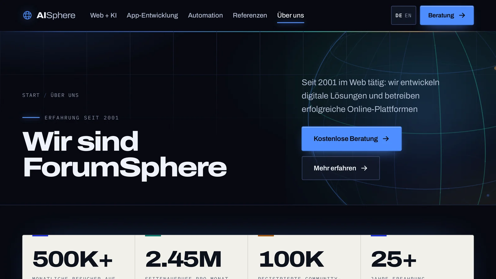 ForumSphere: seit 2001 im Web, eigene Plattformen und Entwicklungsteam